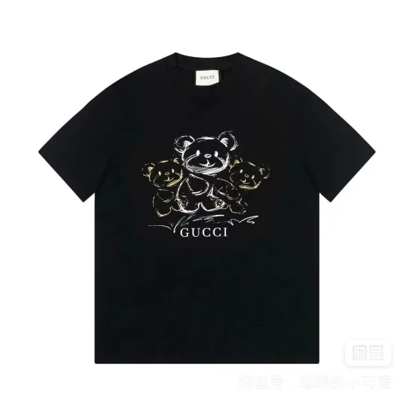 Gucci Bear Family Print Black T-Shirt - 1