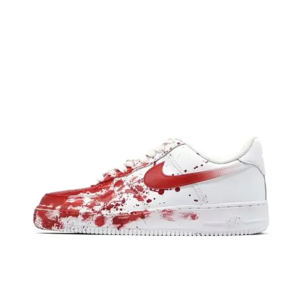 Nike Air Force 1 Low Blood Splatter White Red Sneakers - 1