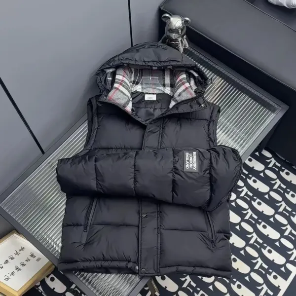 Burberry Down Vest Black with Classic Check Hood Lining - 1