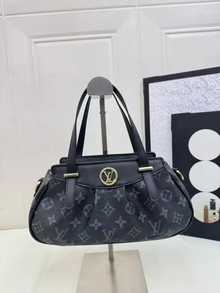 Louis Vuitton Monogram Pleated Hobo Bag Black Handbag - 1