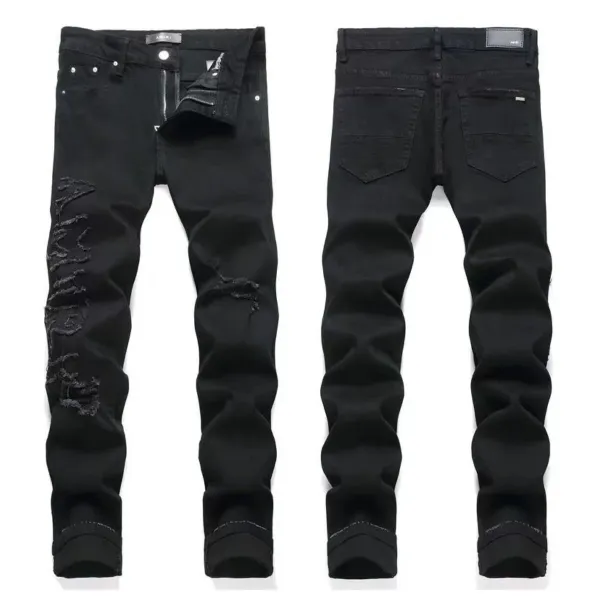 Amiri Distressed Slim Fit Black and Gray Denim Jeans - 7