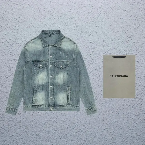 Balenciaga Distressed Wash Denim Jacket - 1