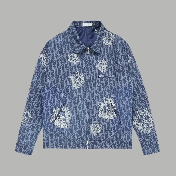 Dior Oblique Floral Print Windbreaker Jacket in Navy Blue - 1