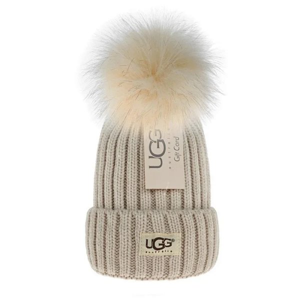 UGG Pom Pom Beanie - Ribbed Knit with Faux Fur Pompom - 2