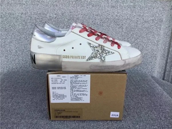 Golden Goose Superstar White Silver Glitter Star Sneakers - 1
