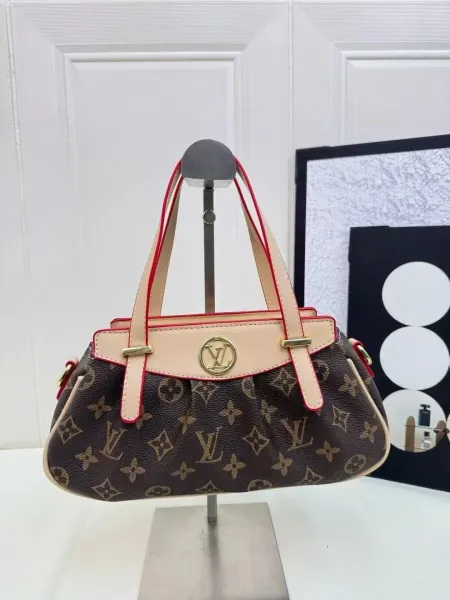 Louis Vuitton Monogram Pleaty Handbag Beige Red Brown Handbag - 1