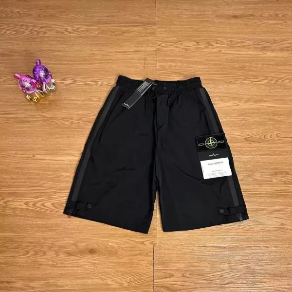 Stone Island Raso Gommato Black Technical Shorts - 1