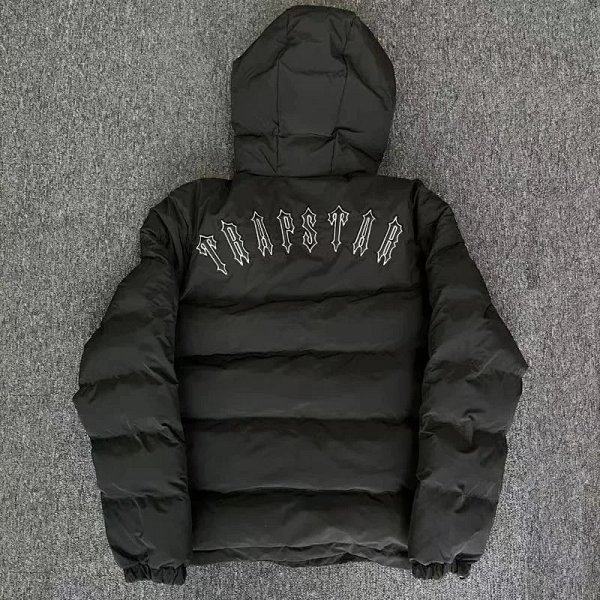 Trapstar Black Hooded Down Jacket with Graphic Back - 2