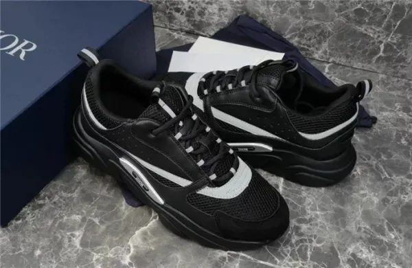 Dior B23 Low Black Silver Chunky Sneakers - 6