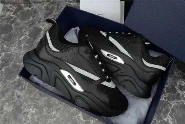 Dior B23 Low Black Silver Chunky Sneakers - 7
