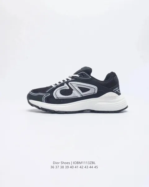 Dior B23 Low Black Silver Chunky Sneakers - 1
