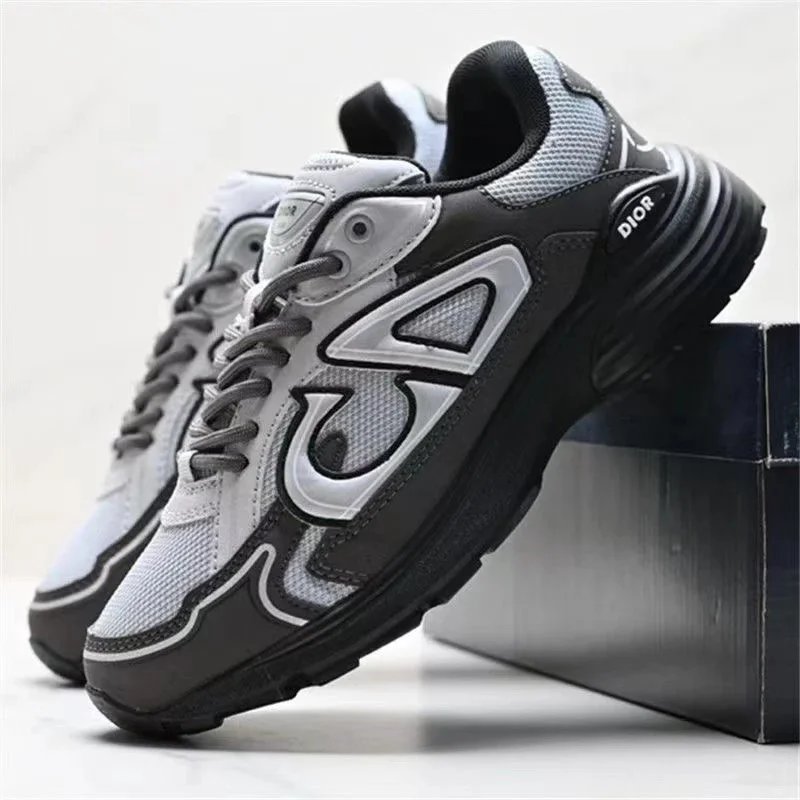 Dior B23 Low Gray Black Chunky Sneakers - 1