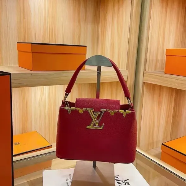 Louis Vuitton Capucines BB Burgundy Leather Handbag - 1