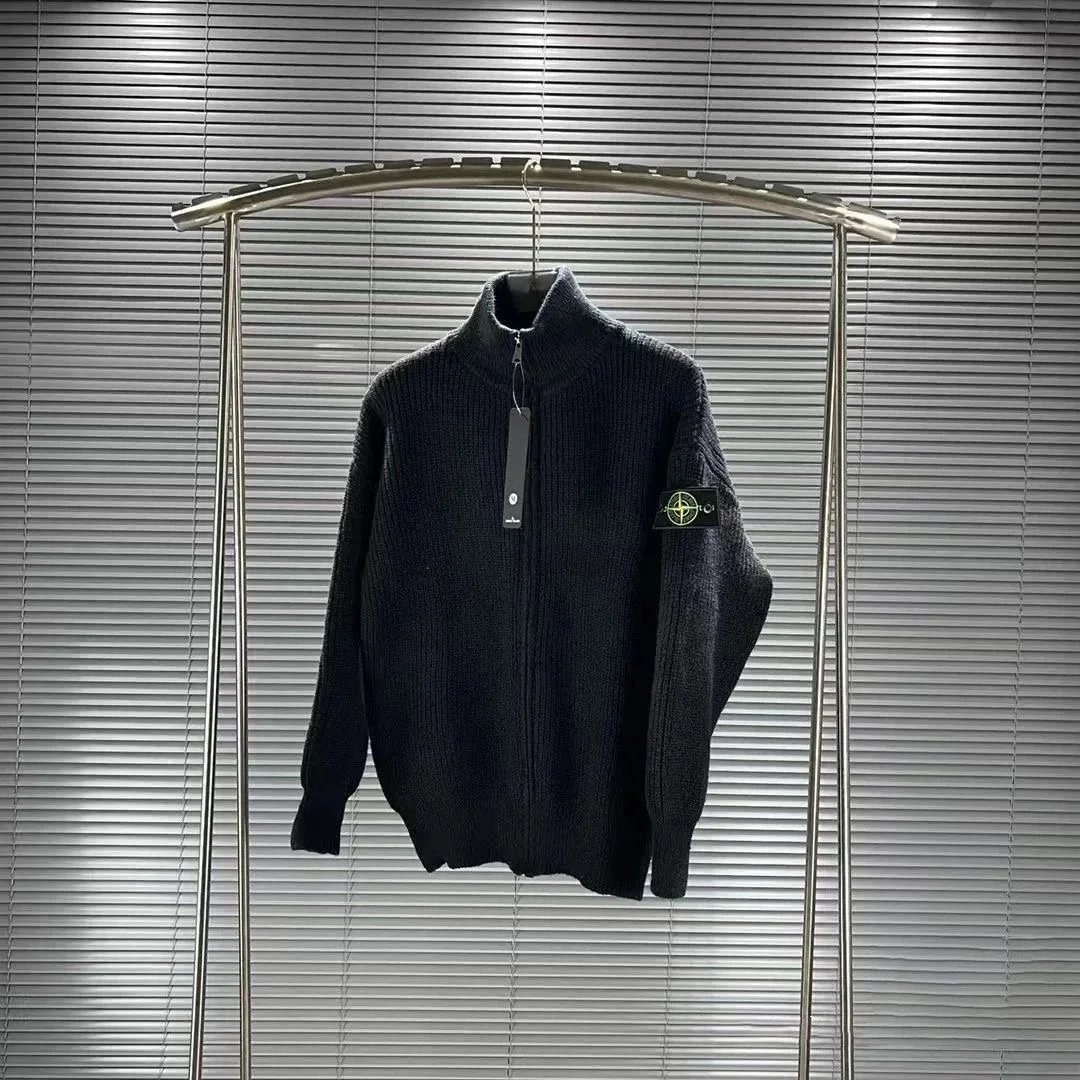 Stone Island Ribbed Zip-Up Sweater Light Gray - 3