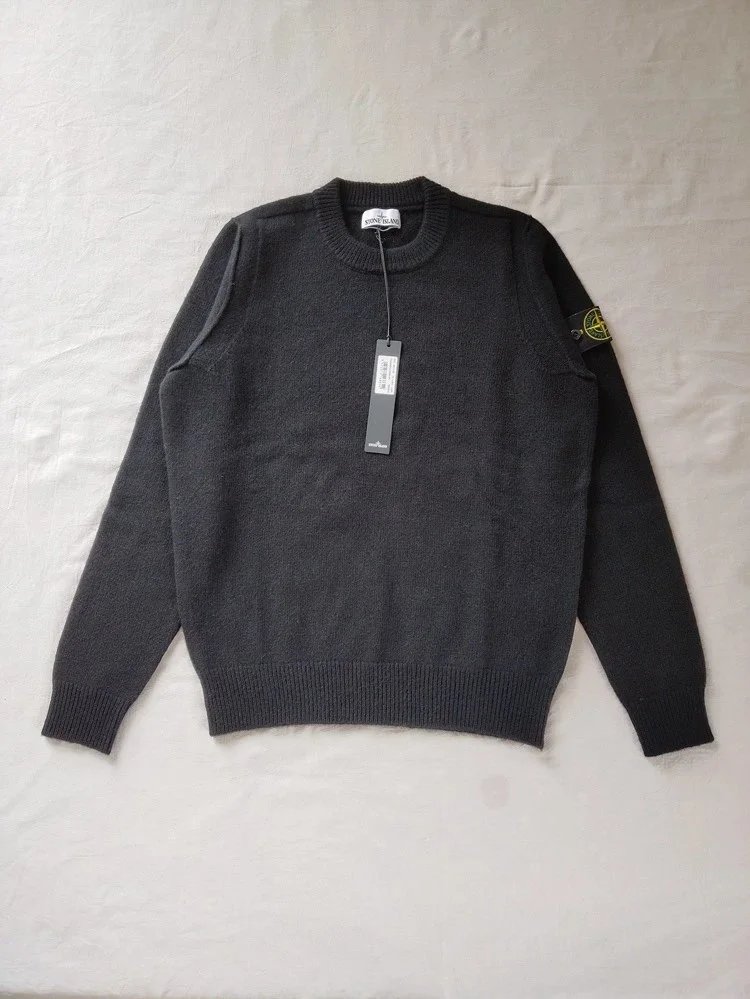 Stone Island Crew Neck Knit Sweater Charcoal Gray Sweater - 1
