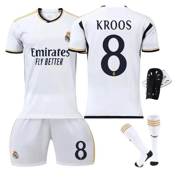 Real Madrid 2023-24 Home Jersey White with Gold Trim - 7