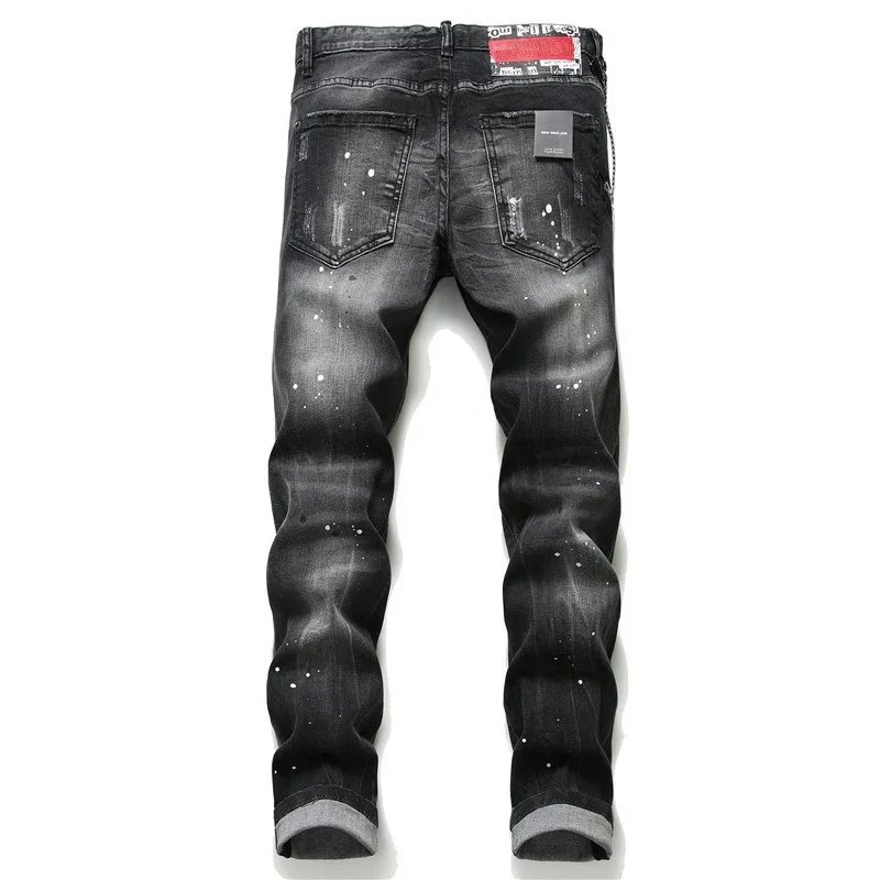 DSQUARED2 Paint Splatter Distressed Black Jeans - 5