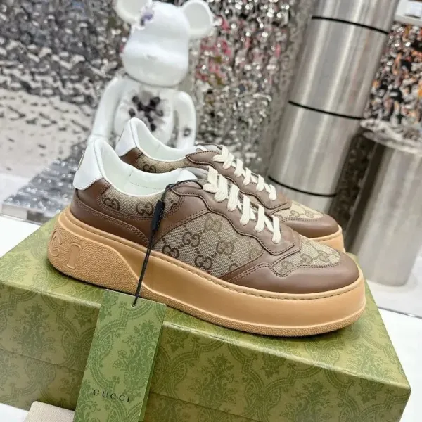 Gucci Rhyton White Leather and Perforated Mesh Sneakers - 3
