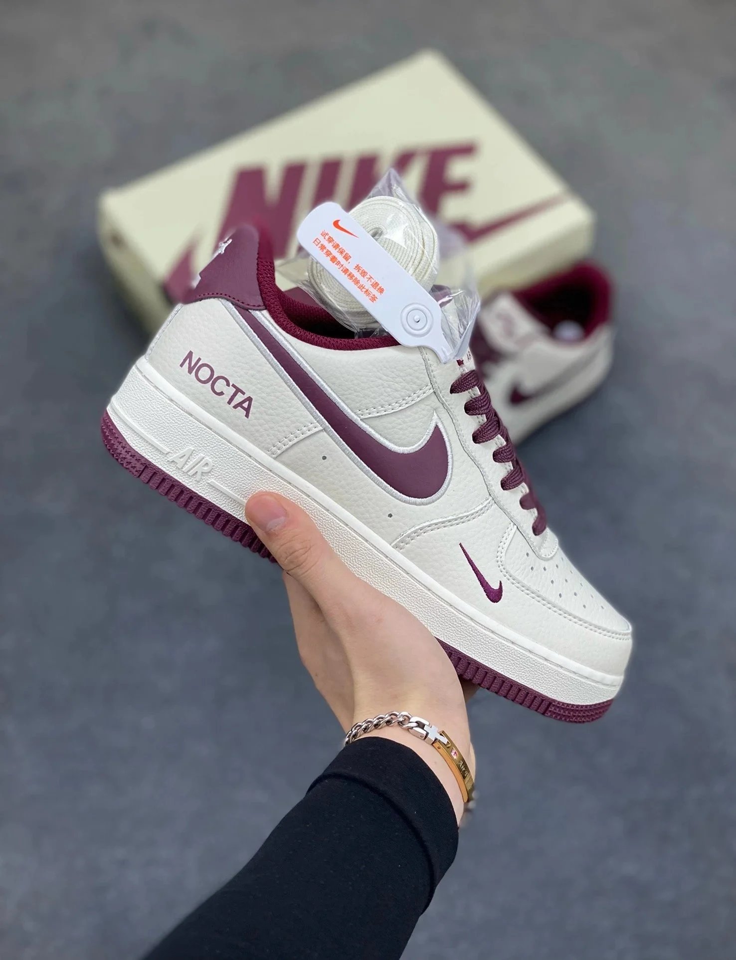 Nike Air Force 1 Low NOCTA Burgundy White Sneakers - 1