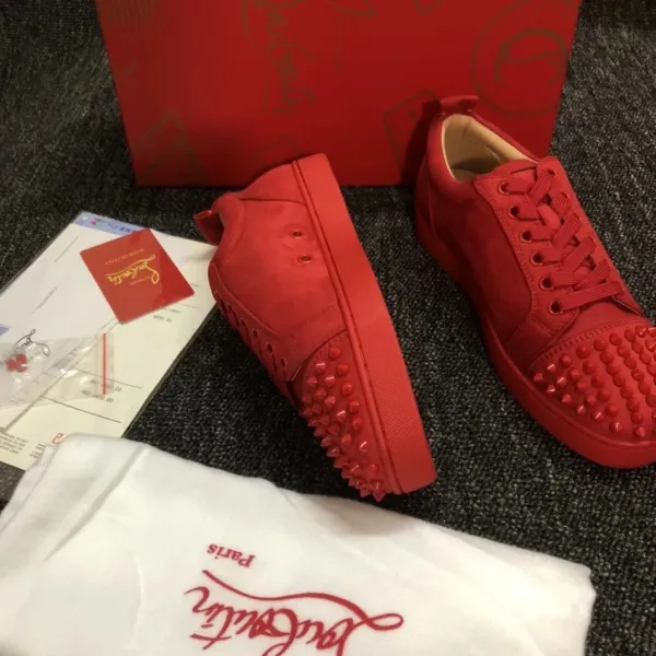 Christian Louboutin Louis Junior Spikes Red Sneakers - 1