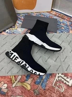 Balenciaga Speed Trainer Black White Green Sneakers - 3