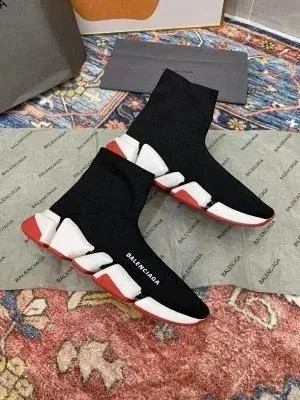 Balenciaga Speed Trainer Black White Green Sneakers - 7