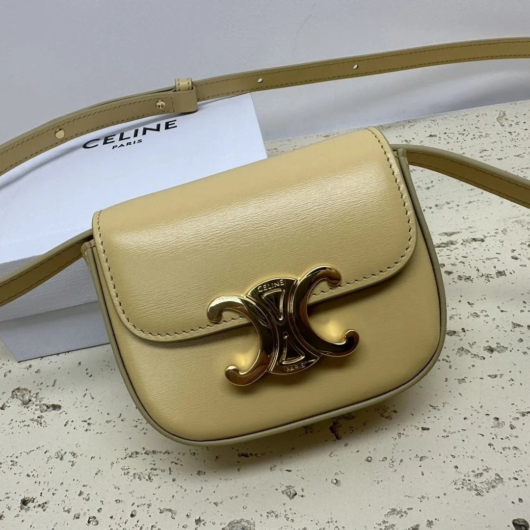 Celine Triomphe Mini Saddle Bag Beige Crossbody Bag - 2