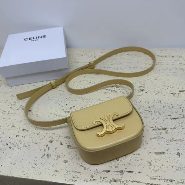Celine Triomphe Mini Saddle Bag Beige Crossbody Bag - 3