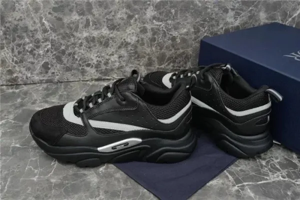 Dior B23 Low Black Silver Chunky Sneakers - 4