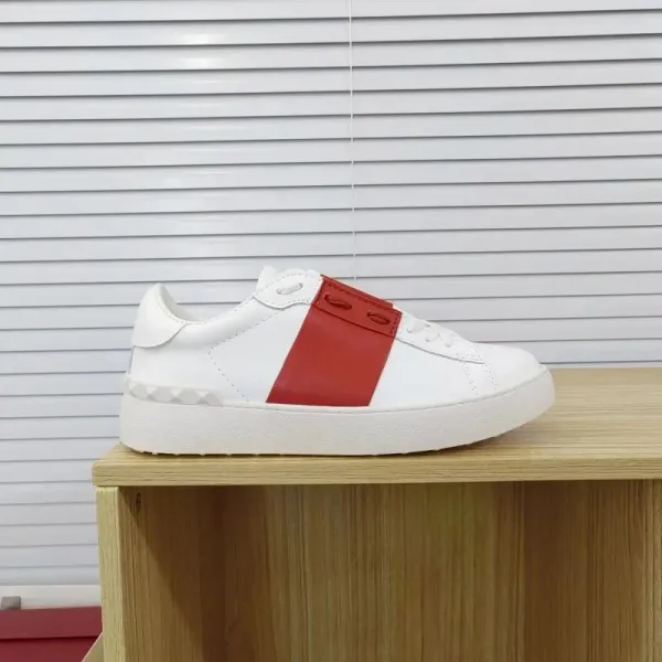 Valentino Rockstud Low-Top White and Red Sneakers - 1