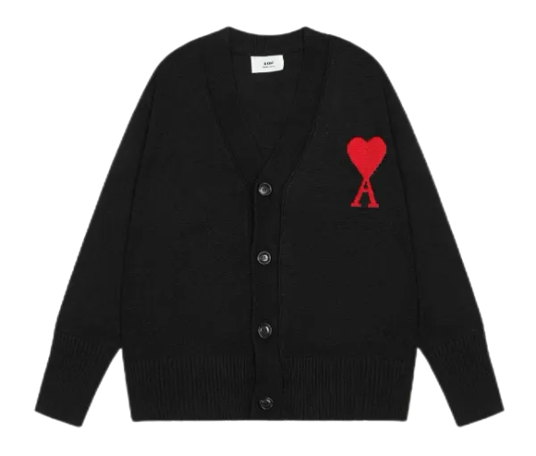 Ami Paris Heart Logo Cardigan White - 3