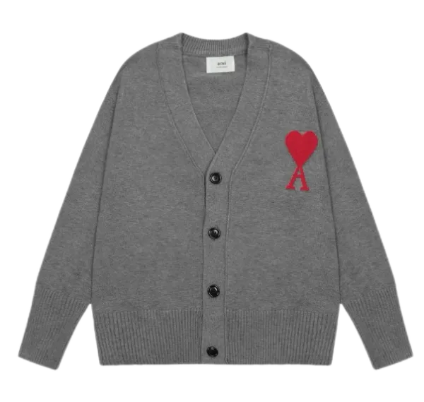 Ami Paris Heart Logo Cardigan White - 4