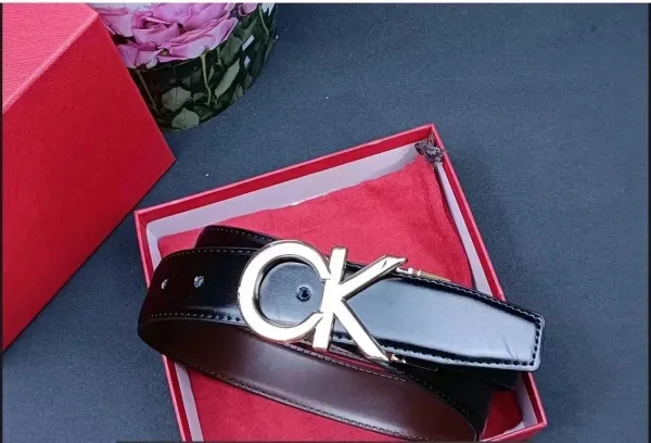 Calvin Klein CK Logo Buckle Leather Belt Black - 1