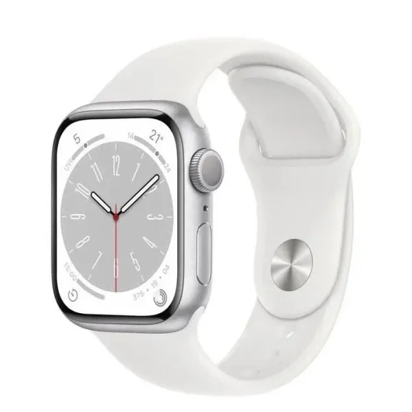 Apple Watch Series 8 Silver Aluminum with Starlight Sport Band Smartwatch - 3