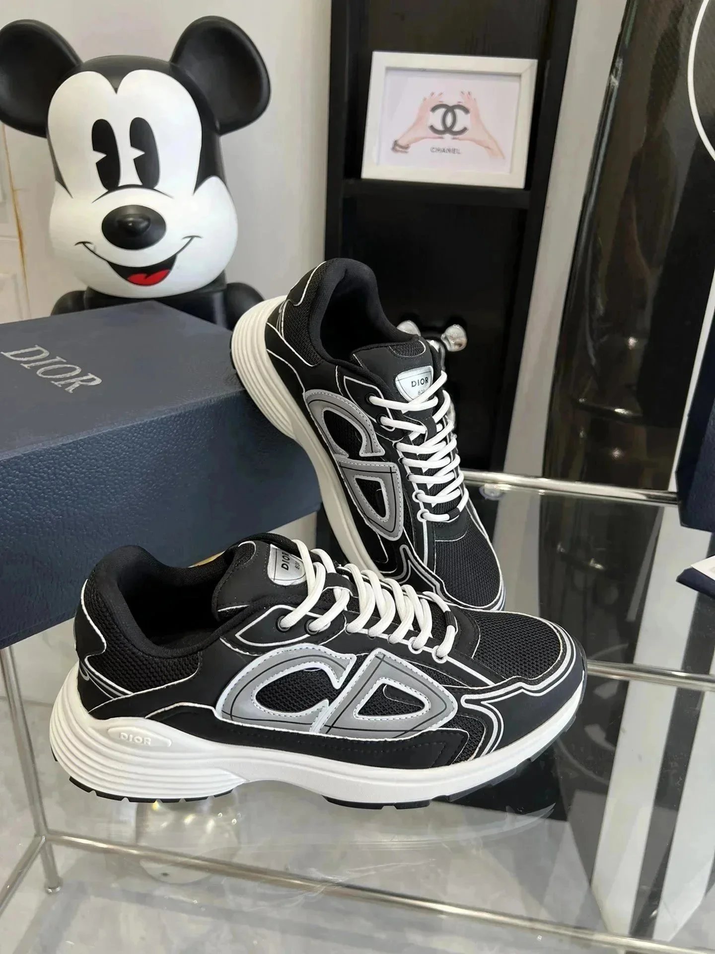 Dior B23 Sneakers Gray and Black Chunky Sneakers - 7