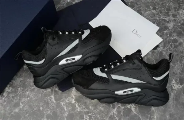 Dior B23 Low Black Silver Chunky Sneakers - 5