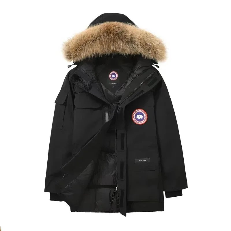 Canada Goose Expedition Parka Gray with Fur Trim Down Jacket - 3