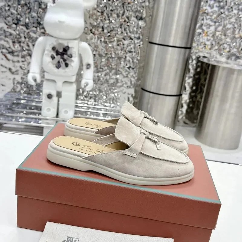 Loewe Summer Mule Beige Suede Loafers - 7