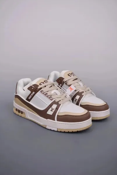 Louis Vuitton Trainer Low White Brown Beige Sneakers - 1