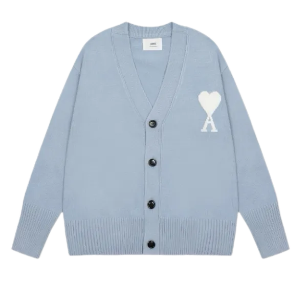 Ami Paris Heart Logo Cardigan White - 5