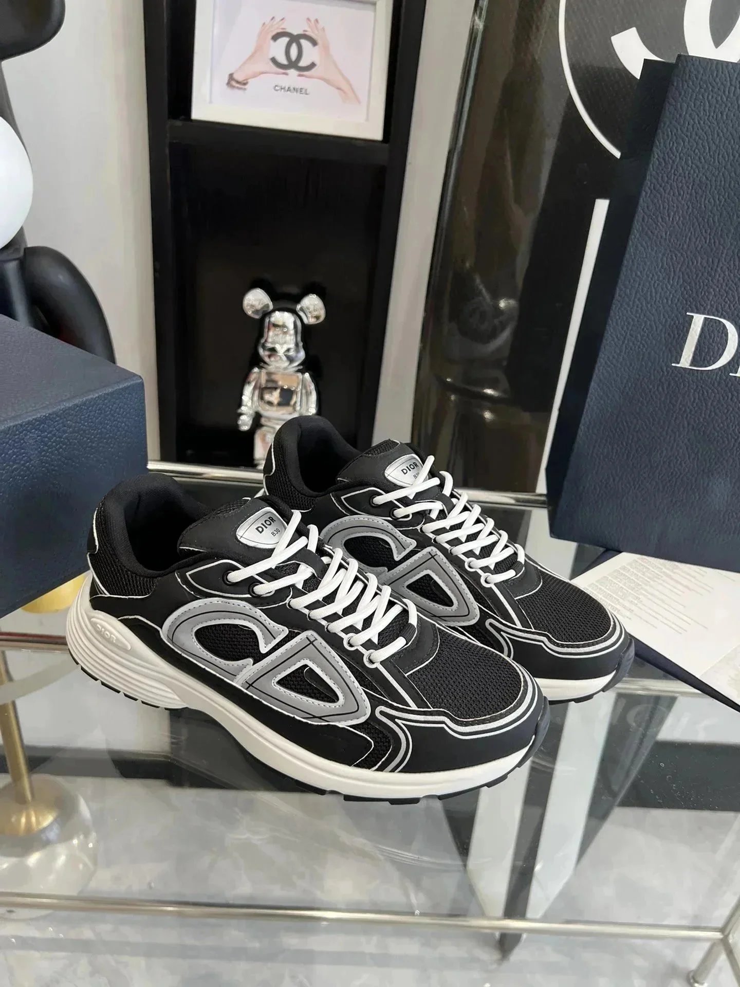 Dior B23 Sneakers Gray and Black Chunky Sneakers - 2