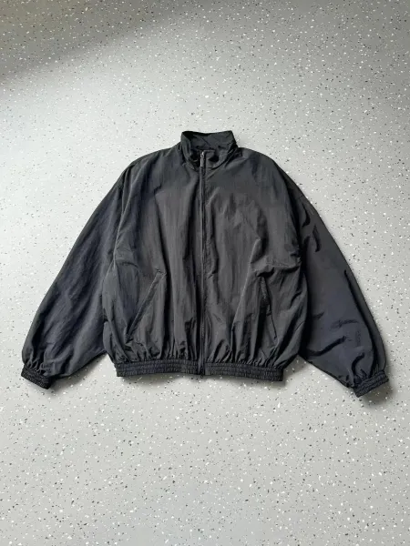 Design Oversized Nylon Windbreaker Black Jacket - 1