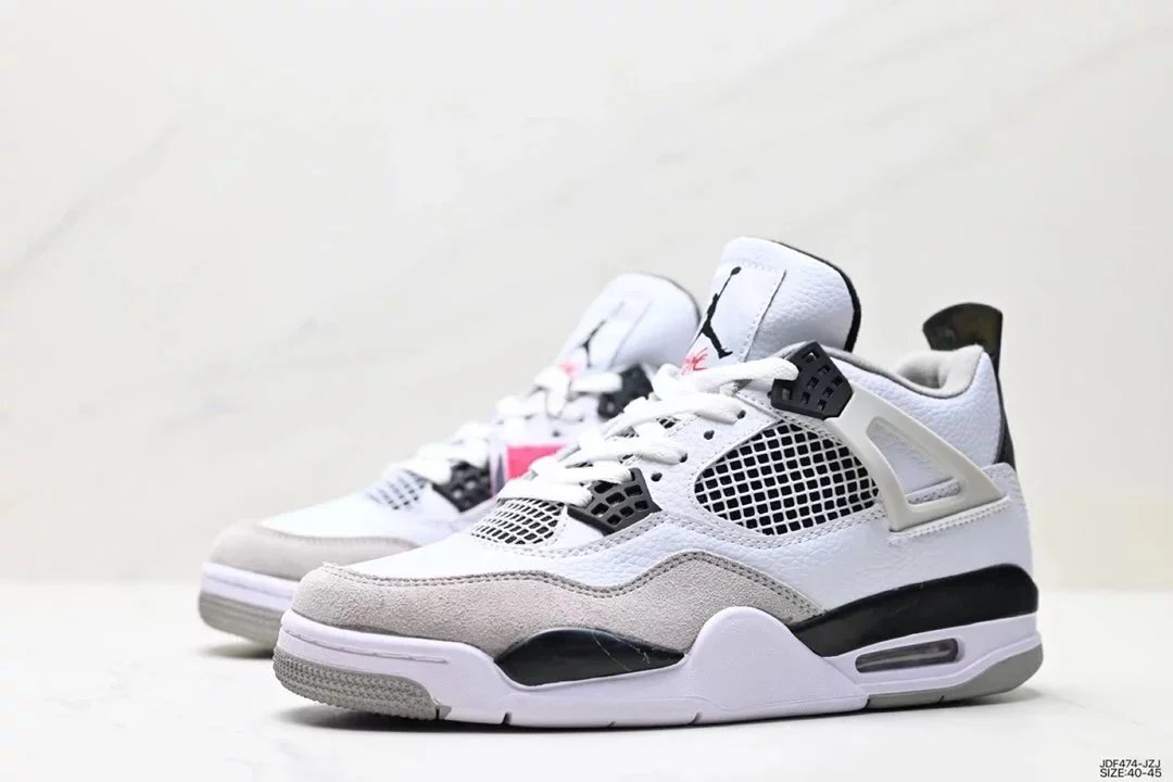 Air Jordan 4 Retro White Cement Grey Sneakers - 4