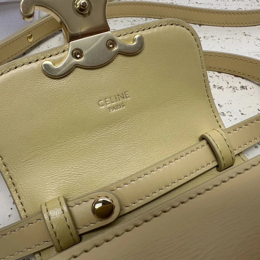 Celine Triomphe Mini Saddle Bag Beige Crossbody Bag - 8