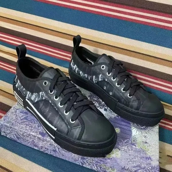 Dior B23 Low Top Black Oblique Print Sneakers - 1