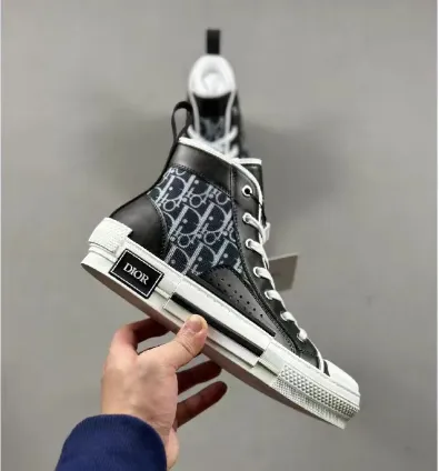 Dior B23 High-Top Sneakers Black Oblique Print Sneakers - 1