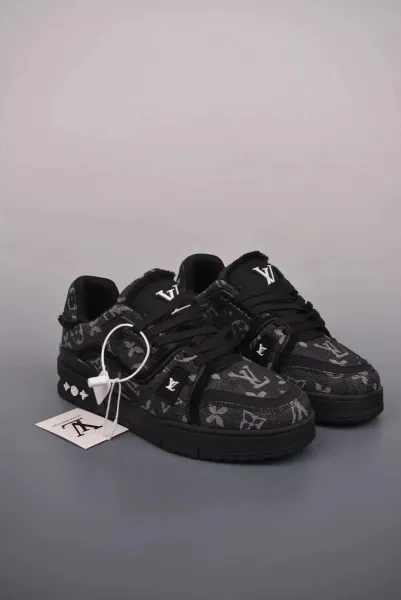 Louis Vuitton Trainer Monogram Denim Black Sneakers - 1