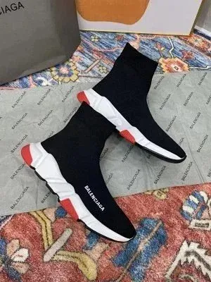 Balenciaga Speed Trainer Black White Green Sneakers - 4
