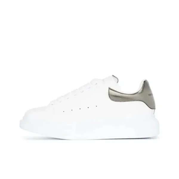 Alexander McQueen Oversized Sneaker White with Silver Heel Tab Sneakers - 1