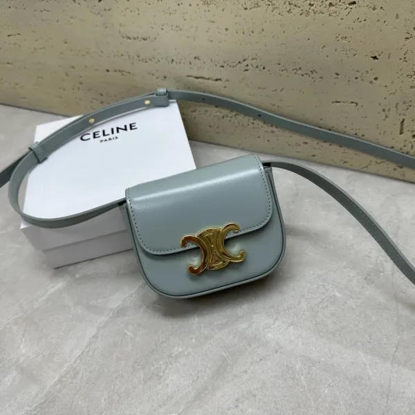Celine Triomphe Mini Saddle Bag Beige Crossbody Bag - 10